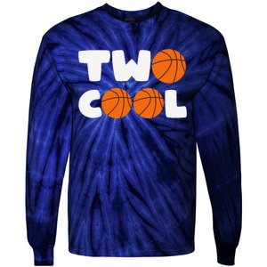 Two Cool 2nd Birthday Basketball Themed 2 Year Old Tie-Dye Long Sleeve Shirt