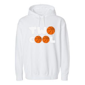 Two Cool 2nd Birthday Basketball Themed 2 Year Old Garment-Dyed Fleece Hoodie