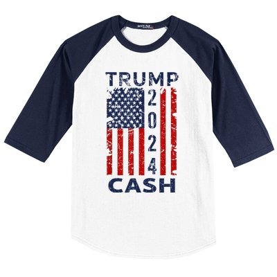 Trump Cash 2024 President Trump Supporter Reelection Baseball Sleeve Shirt