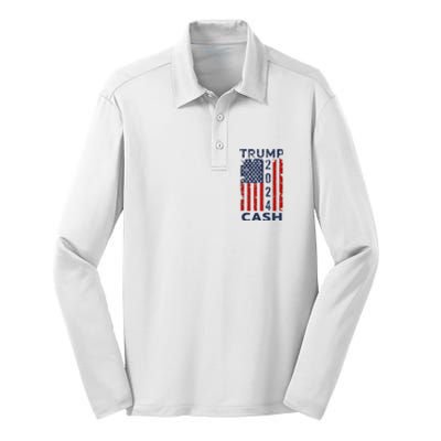 Trump Cash 2024 President Trump Supporter Reelection Silk Touch Performance Long Sleeve Polo