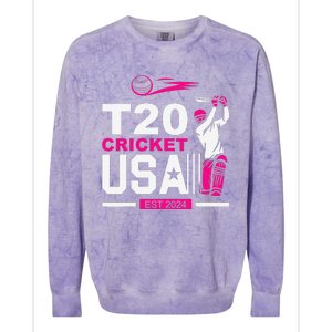 T20 Cricket 2024 Usa Cricket Fans Gift Colorblast Crewneck Sweatshirt