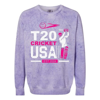 T20 Cricket 2024 Usa Cricket Fans Gift Colorblast Crewneck Sweatshirt