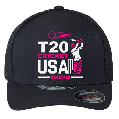 T20 Cricket 2024 Usa Cricket Fans Gift Flexfit Unipanel Trucker Cap