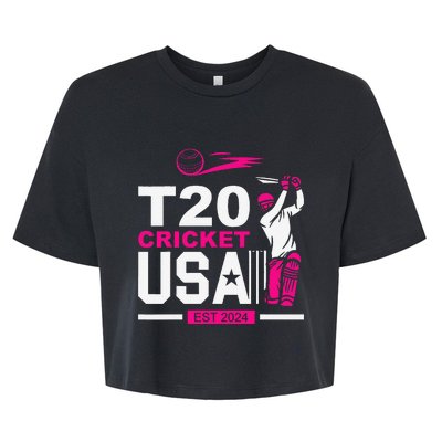 T20 Cricket 2024 Usa Cricket Fans Gift Bella+Canvas Jersey Crop Tee