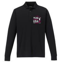 T20 Cricket 2024 Usa Cricket Fans Gift Performance Long Sleeve Polo