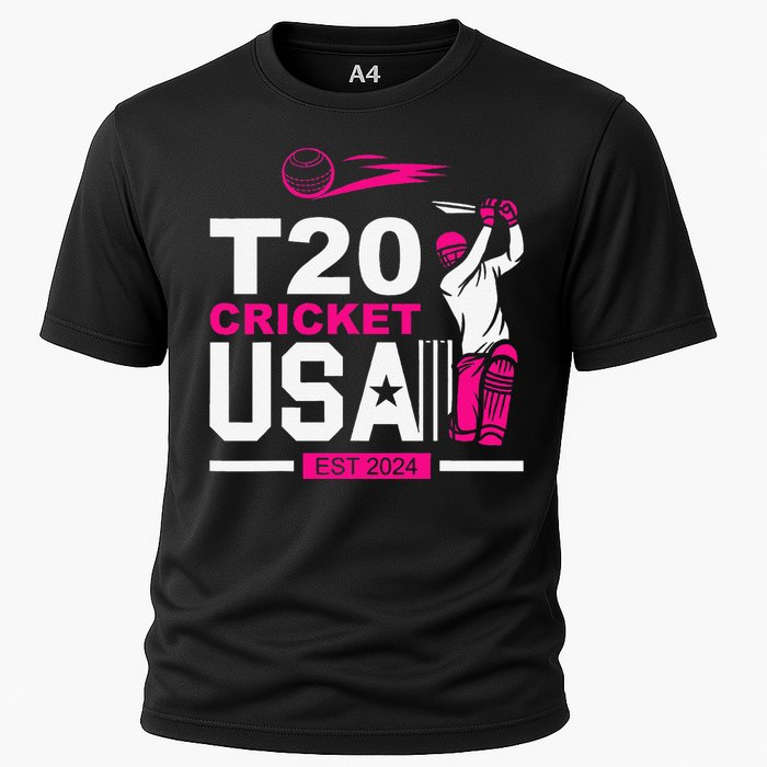 T20 Cricket 2024 Usa Cricket Fans Gift Cooling Performance Crew T-Shirt