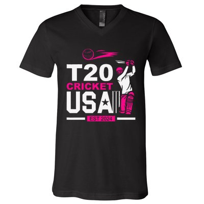 T20 Cricket 2024 Usa Cricket Fans Gift V-Neck T-Shirt