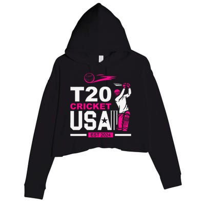 T20 Cricket 2024 Usa Cricket Fans Gift Crop Fleece Hoodie