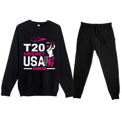 T20 Cricket 2024 Usa Cricket Fans Gift Premium Crewneck Sweatsuit Set