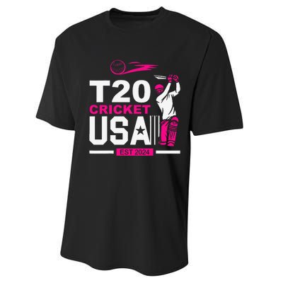 T20 Cricket 2024 Usa Cricket Fans Gift Performance Sprint T-Shirt