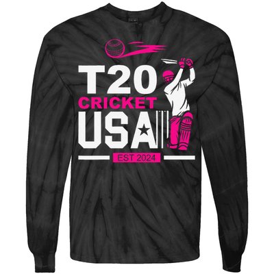 T20 Cricket 2024 Usa Cricket Fans Gift Tie-Dye Long Sleeve Shirt