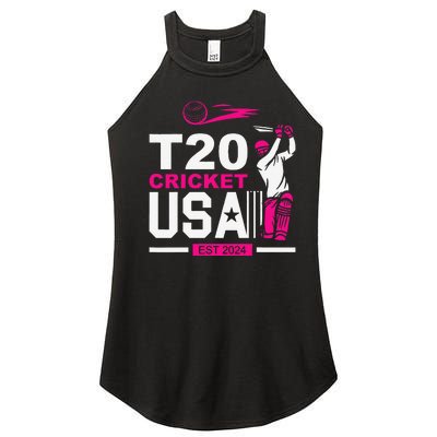 T20 Cricket 2024 Usa Cricket Fans Gift Women’s Perfect Tri Rocker Tank