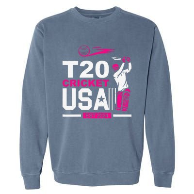 T20 Cricket 2024 Usa Cricket Fans Gift Garment-Dyed Sweatshirt