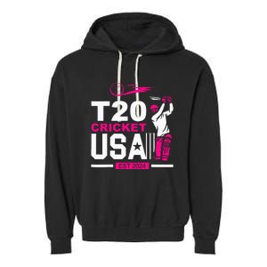 T20 Cricket 2024 Usa Cricket Fans Garment-Dyed Fleece Hoodie