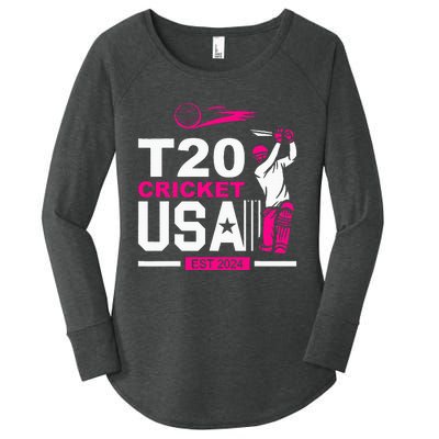 T20 Cricket 2024 Usa Cricket Fans Women's Perfect Tri Tunic Long Sleeve Shirt