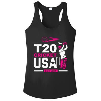 T20 Cricket 2024 Usa Cricket Fans Ladies PosiCharge Competitor Racerback Tank