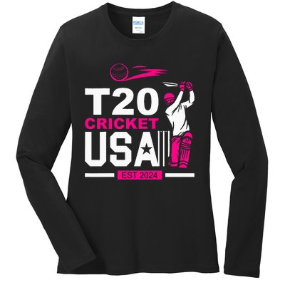 T20 Cricket 2024 Usa Cricket Fans Ladies Long Sleeve Shirt