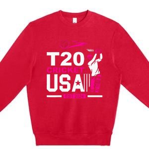 T20 Cricket 2024 Usa Cricket Fans Premium Crewneck Sweatshirt