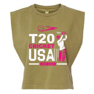 T20 Cricket 2024 Usa Cricket Fans Garment-Dyed Women's Muscle Tee