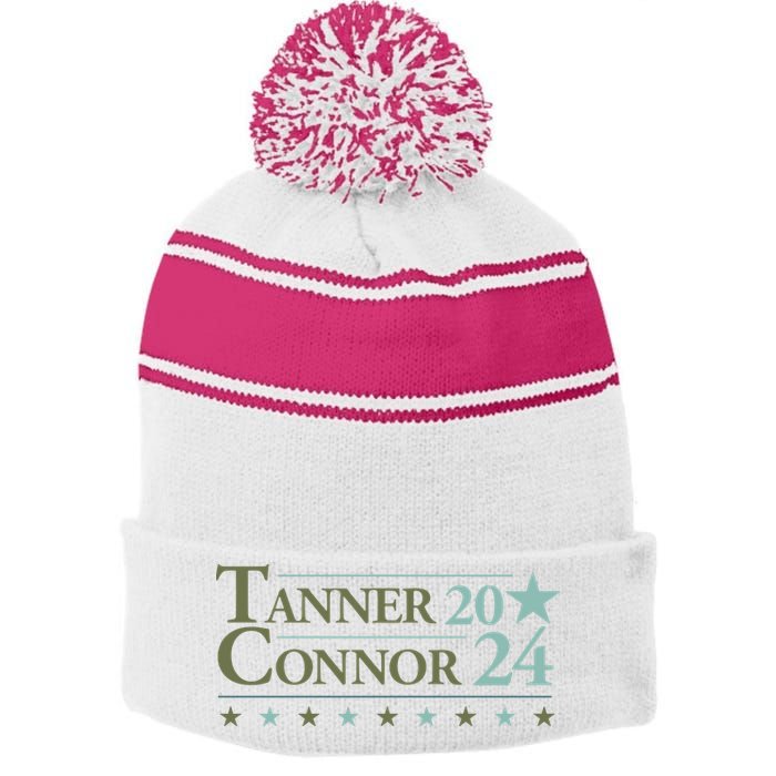 Tanner Connor 2024 Make America Smile Again Stripe Pom Pom Beanie