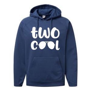 Two Cool 2nd Birthday Gift 2 Year Old Boy Second Bday Performance Fleece Hoodie