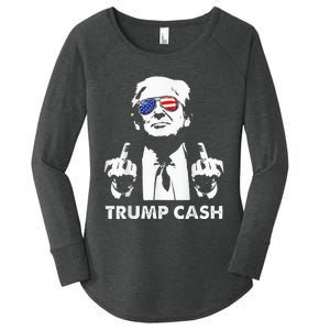 Trump Cash 2024 President Trump Supporter Re Election Women's Perfect Tri Tunic Long Sleeve Shirt