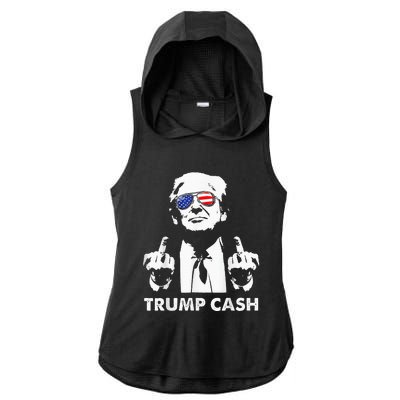 Trump Cash 2024 President Trump Supporter Reelection Ladies PosiCharge Tri-Blend Wicking Draft Hoodie Tank