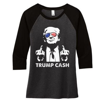 Trump Cash 2024 President Trump Supporter Reelection Women's Tri-Blend 3/4-Sleeve Raglan Shirt