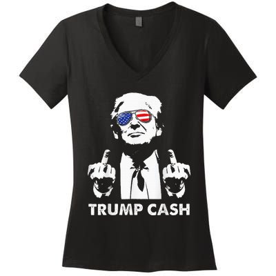 Trump Cash 2024 President Trump Supporter Reelection Women's V-Neck T-Shirt