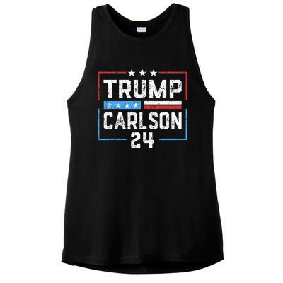 Trump Carlson 2024 President Election Pro America US Flag Ladies PosiCharge Tri-Blend Wicking Tank