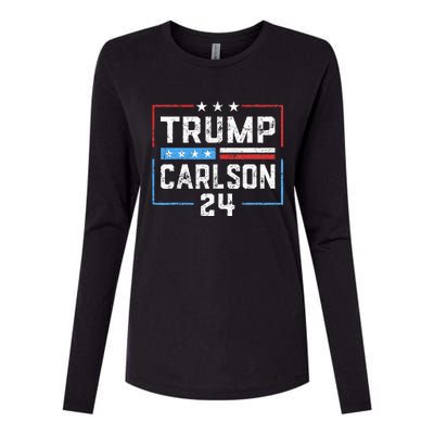 Trump Carlson 2024 President Election Pro America US Flag Womens Cotton Relaxed Long Sleeve T-Shirt