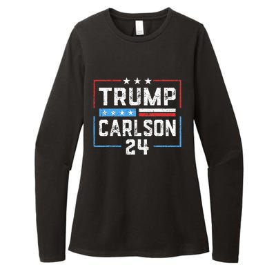 Trump Carlson 2024 President Election Pro America US Flag Womens CVC Long Sleeve Shirt