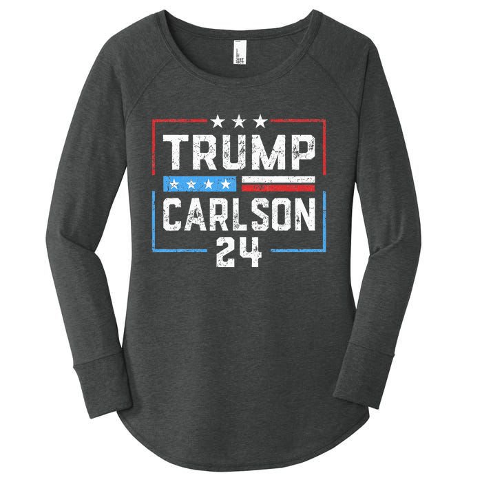 Trump Carlson 2024 President Election Pro America US Flag Women's Perfect Tri Tunic Long Sleeve Shirt