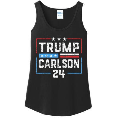 Trump Carlson 2024 President Election Pro America US Flag Ladies Essential Tank