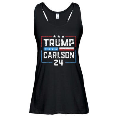 Trump Carlson 2024 President Election Pro America US Flag Ladies Essential Flowy Tank