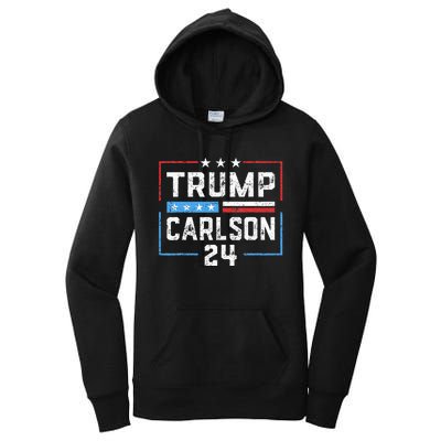 Trump Carlson 2024 President Election Pro America US Flag Women's Pullover Hoodie