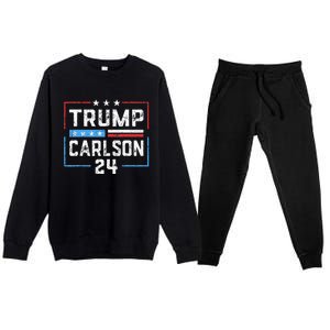 Trump Carlson 2024 President Election Pro America US Flag Premium Crewneck Sweatsuit Set