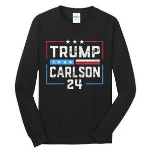 Trump Carlson 2024 President Election Pro America US Flag Tall Long Sleeve T-Shirt