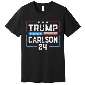 Trump Carlson 2024 President Election Pro America US Flag Premium T-Shirt