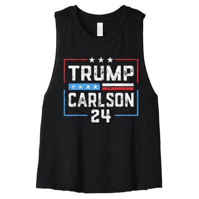 Trump Carlson 2024 President Election Pro America US Flag Women's Racerback Cropped Tank