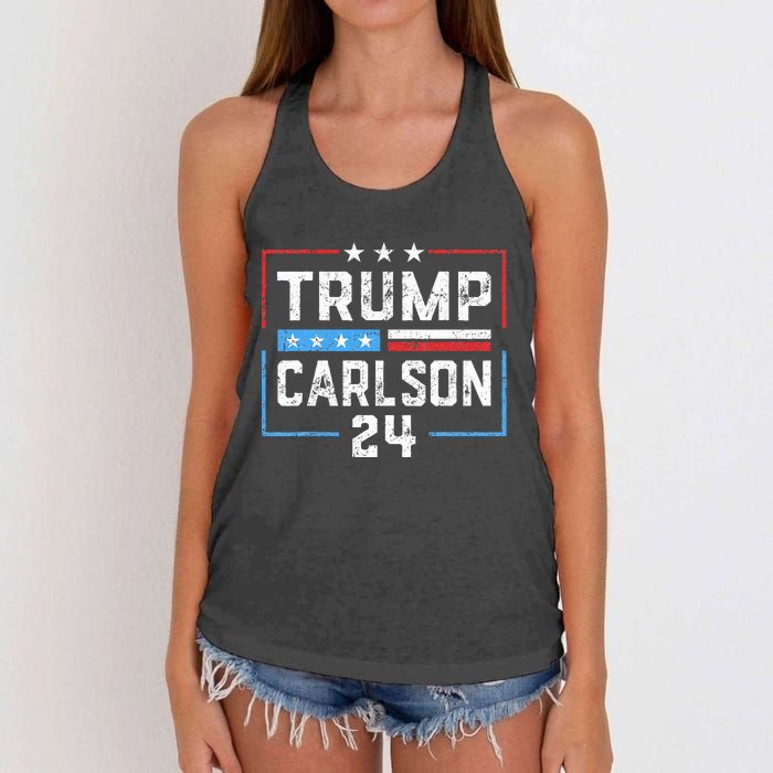 Trump Carlson 2024 President Election Pro America US Flag Women's Knotted Racerback Tank