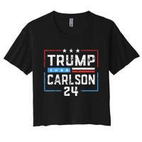 Trump Carlson 2024 President Election Pro America US Flag Women's Crop Top Tee