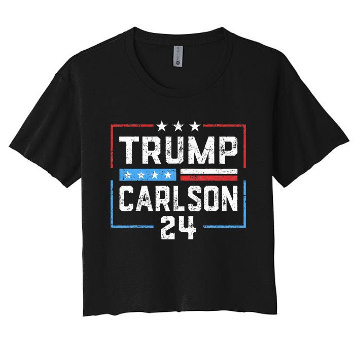 Trump Carlson 2024 President Election Pro America US Flag Women's Crop Top Tee