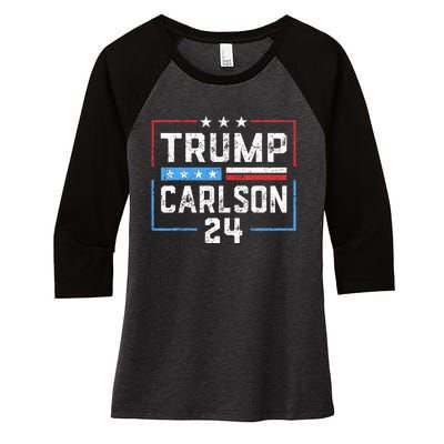 Trump Carlson 2024 President Election Pro America US Flag Women's Tri-Blend 3/4-Sleeve Raglan Shirt