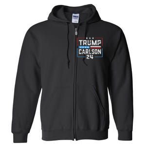 Trump Carlson 2024 President Election Pro America US Flag Full Zip Hoodie