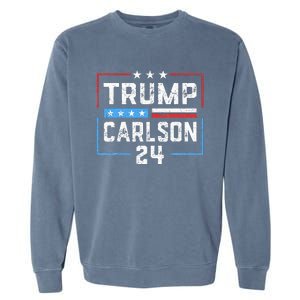 Trump Carlson 2024 President Election Pro America US Flag Garment-Dyed Sweatshirt