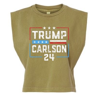 Trump Carlson 2024 President Election Pro America US Flag Garment-Dyed Women's Muscle Tee