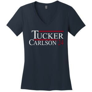 Tucker Carlson 2024 President Elections Political Women's V-Neck T-Shirt