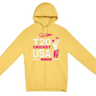 T20 Cricket 2024 Usa Cricket Fans Premium Pullover Hoodie