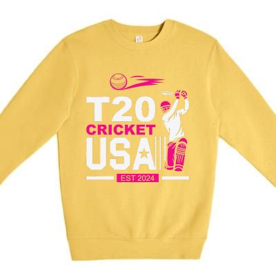 T20 Cricket 2024 Usa Cricket Fans Premium Crewneck Sweatshirt